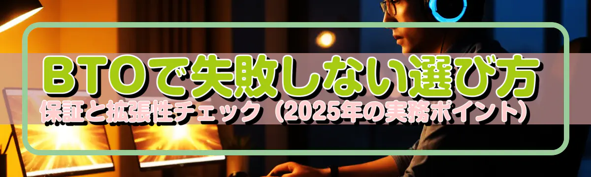 BTOで失敗しない選び方 保証と拡張性チェック(2025年の実務ポイント)