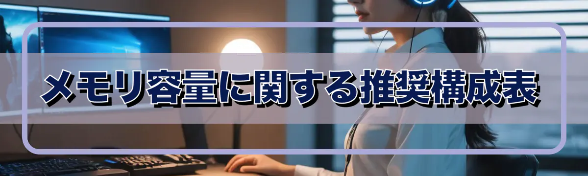 メモリ容量に関する推奨構成表